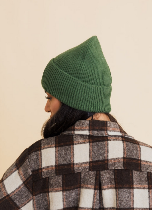 Cheerful Embroidered Knit Beanie-Green