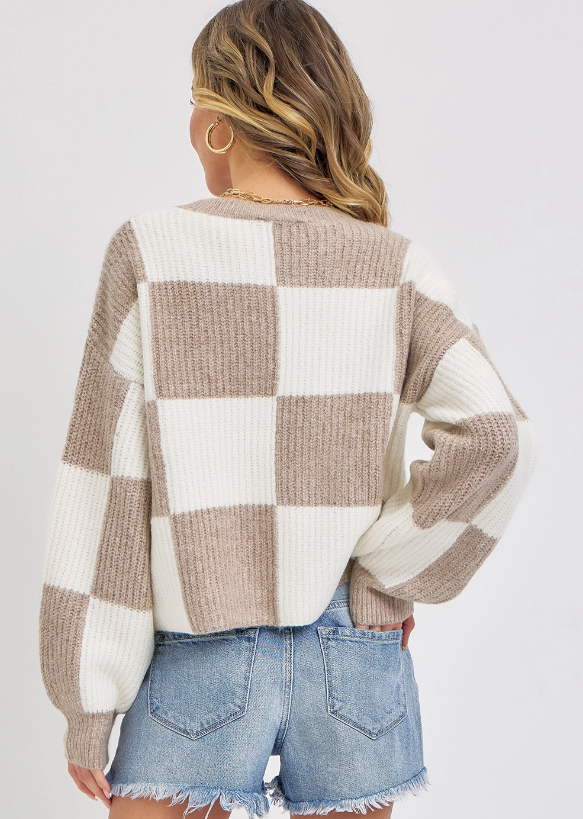 Chloe Two-Tone Checker Sweater