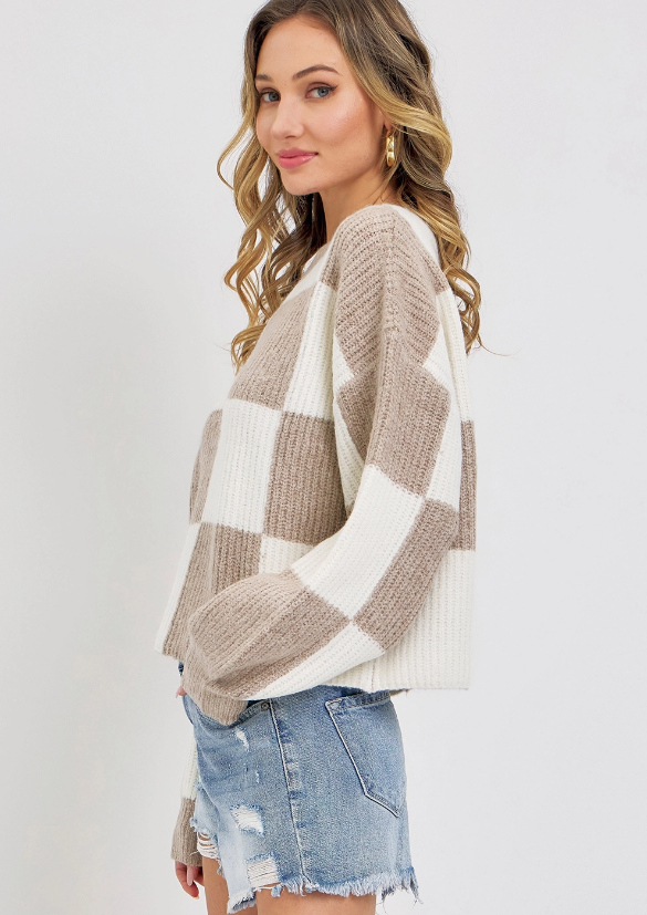 Chloe Two-Tone Checker Sweater