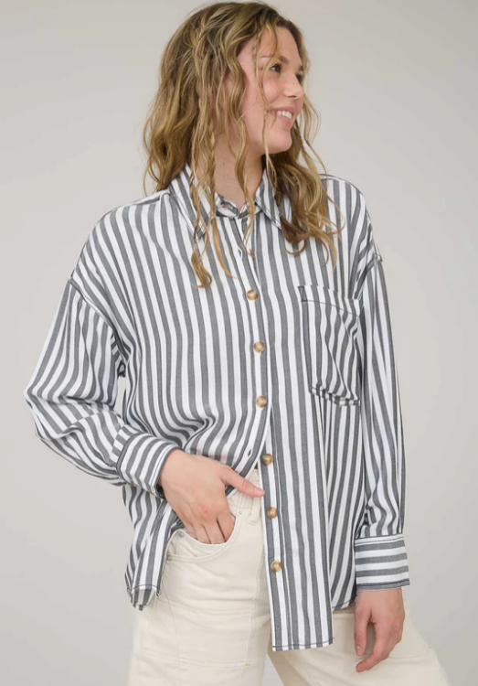 Taylor Striped Button Down Top