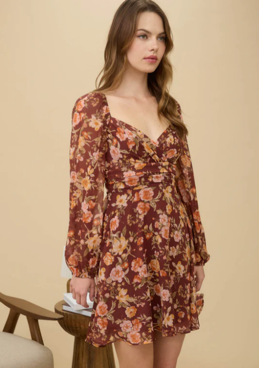 Rosie Floral Sweetheart Mini Dress