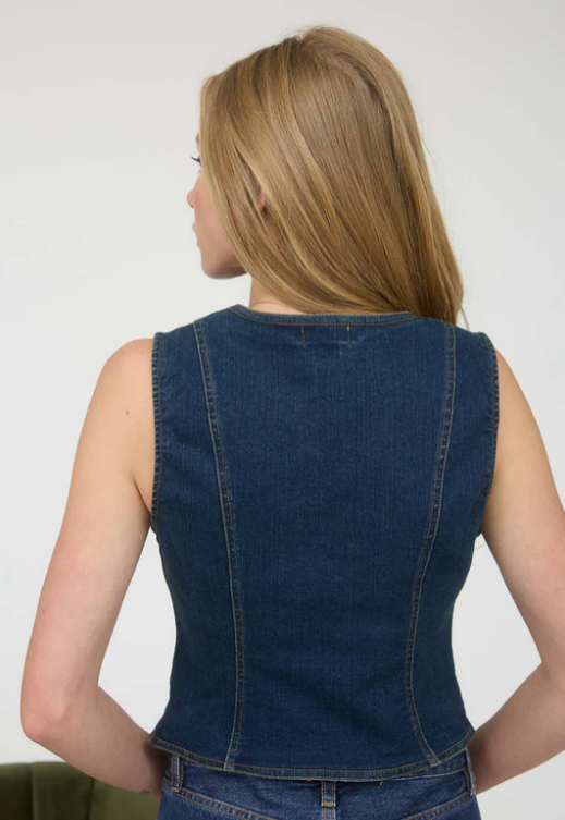 Kira Dark Wash Denim Vest