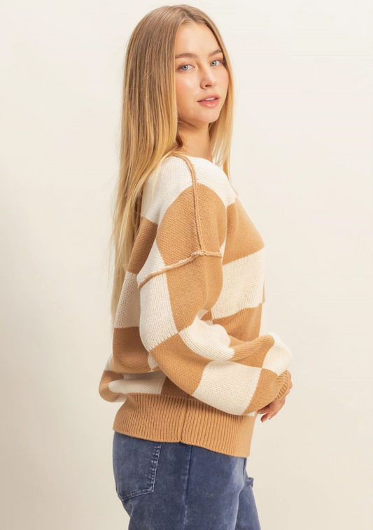 Becca Checkered Knit Sweater
