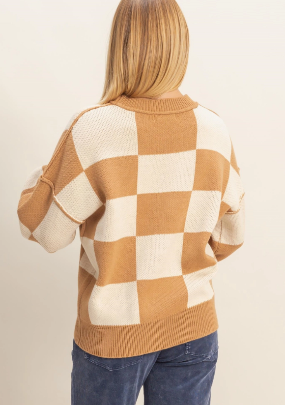 Becca Checkered Knit Sweater