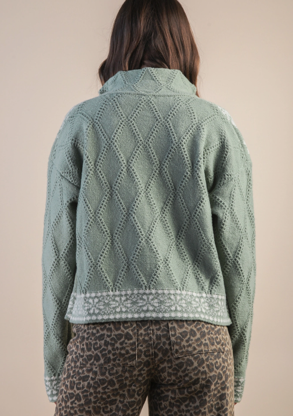 Melody Floral Zip-Knit Cardigan