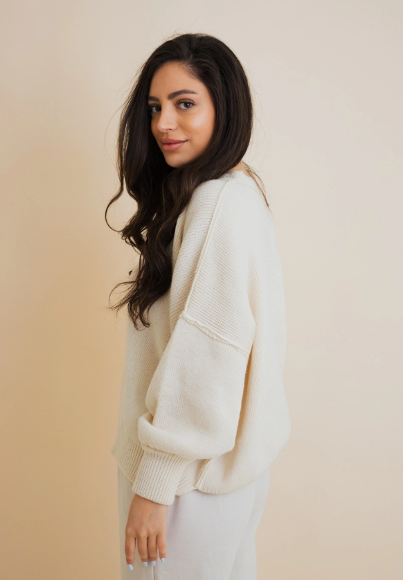 Sarah Drop Sleeve Knit Sweater - Ivory