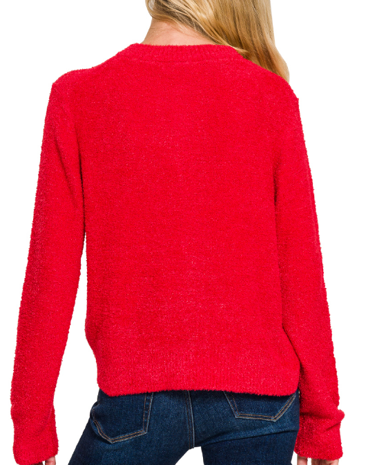 Karlie Button Cardigan- Red