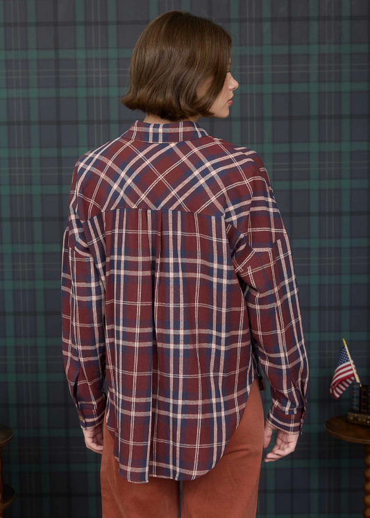Cindy Plaid Button Down Top