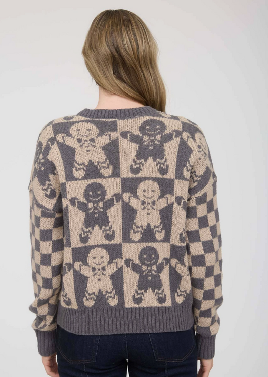 Gingerbread Christmas Sweater-Charcoal
