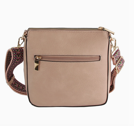 Finn Boho Strap Leather Crossbody Bag - Blush