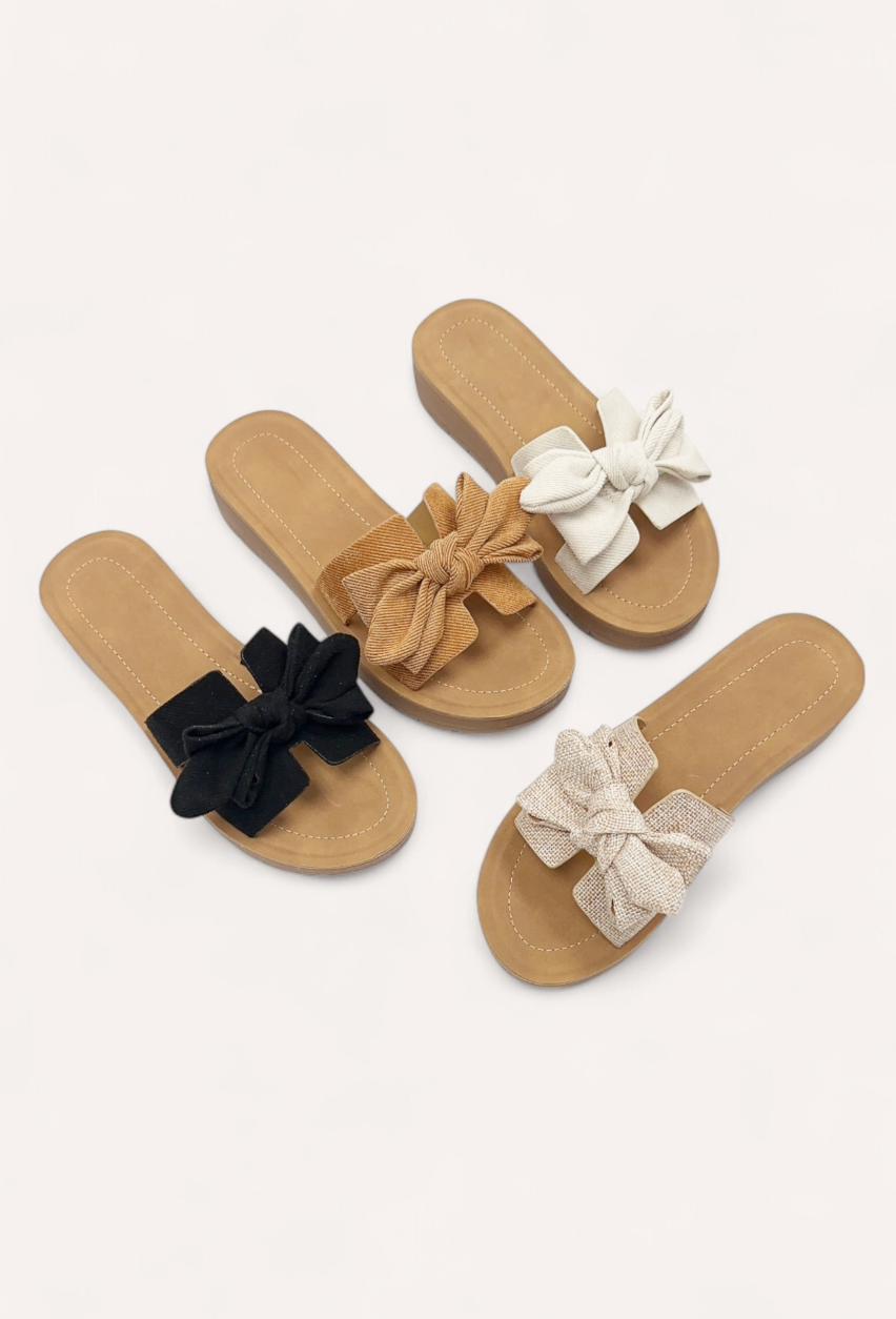 Susie Bow Knot Slide - Ivory