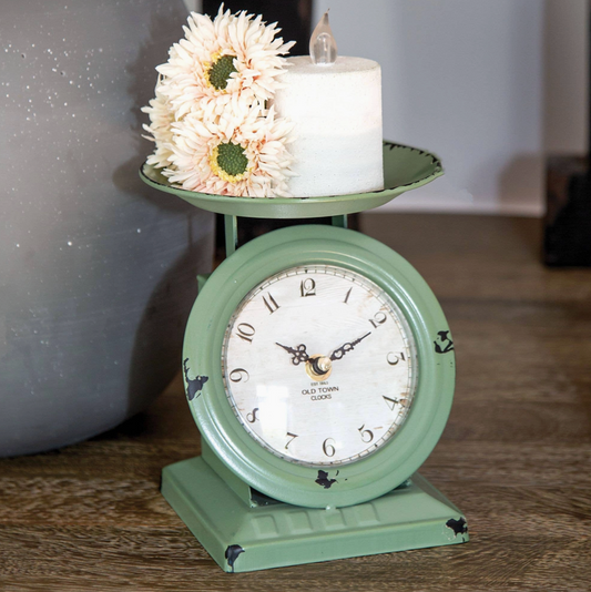 Vintage Green Old Town Scale Clock