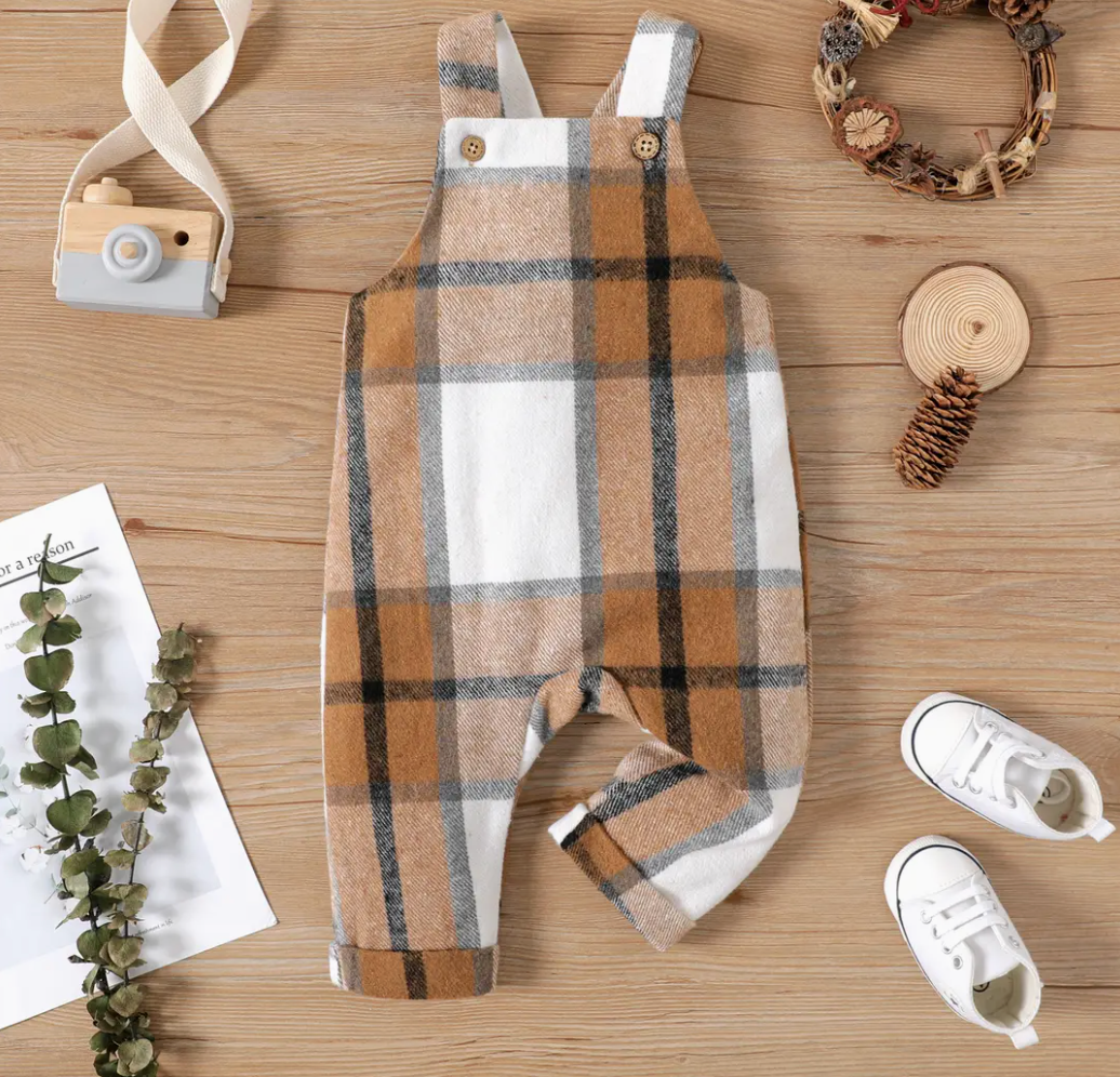 Max Button Plaid Overalls