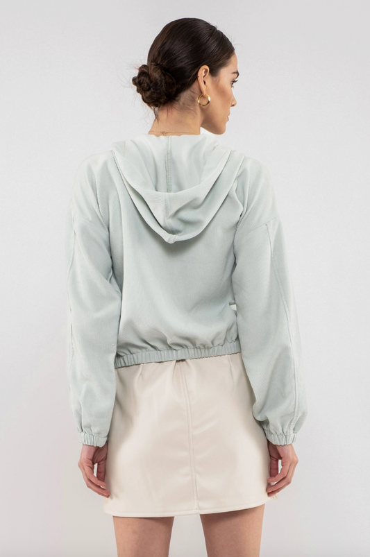 Elise Corduroy Zip Up Jacket - Mint