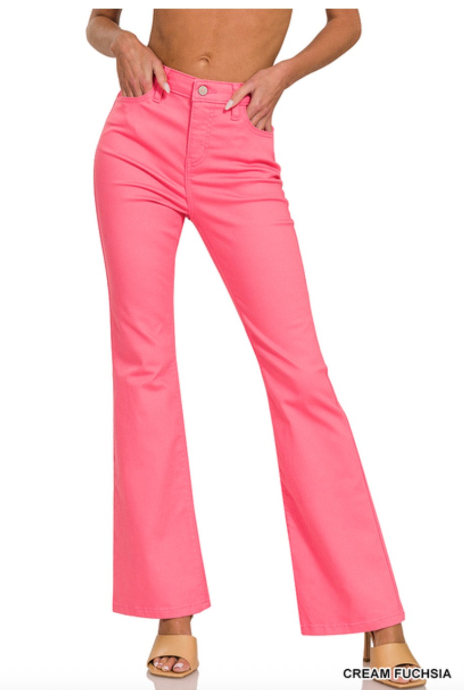 Trinity Bold High-Rise Bootcut - Cream Fuchsia