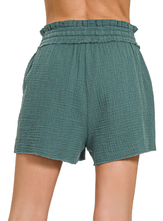 Eden Double Gauze Shorts - Ash Jade