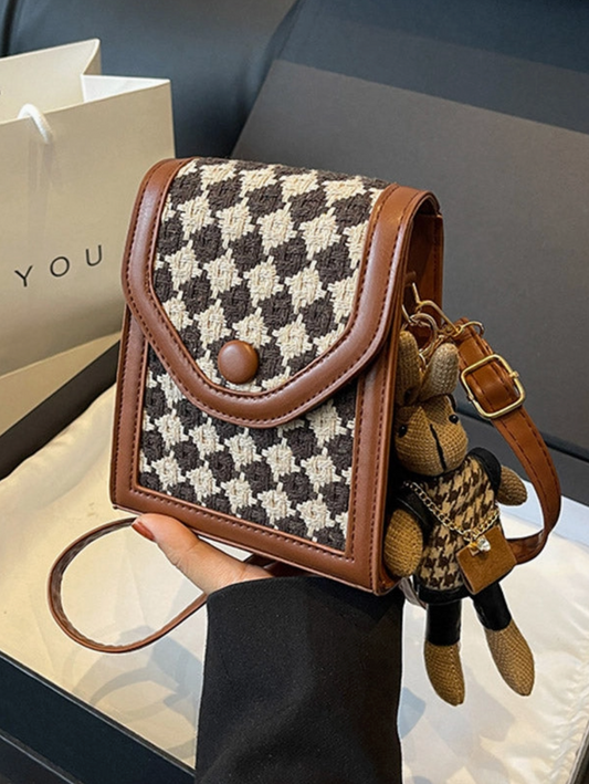 Regina Checkerboard Contrast Crossbody - Camel