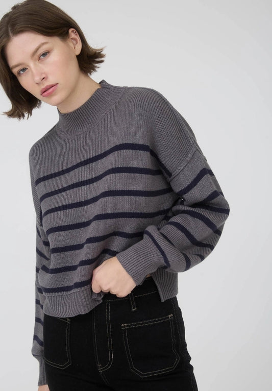 Mindy Stripe Mock Neck Top