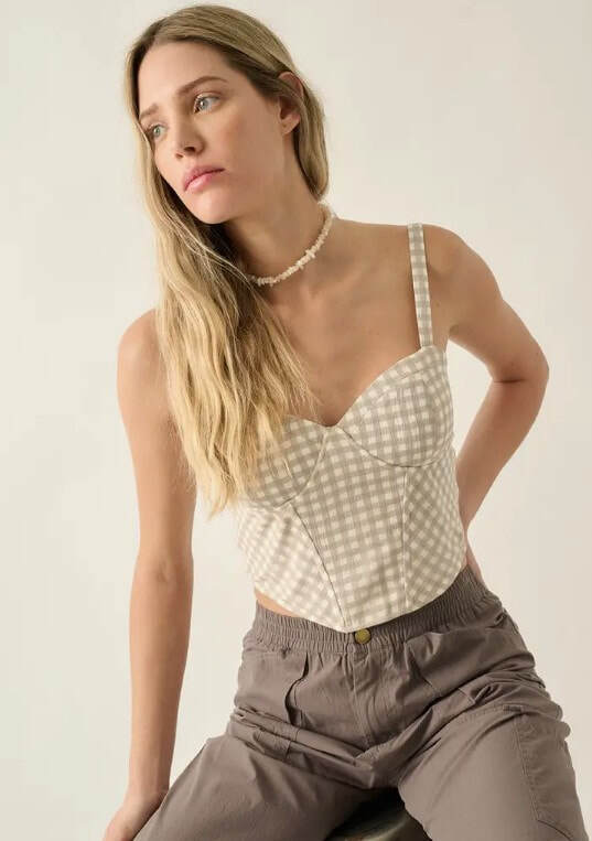 Gingham Corset Top- Grey