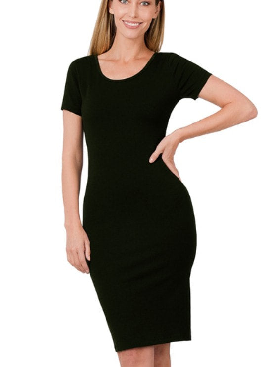 Stephanie Classic Tee Dress- Black