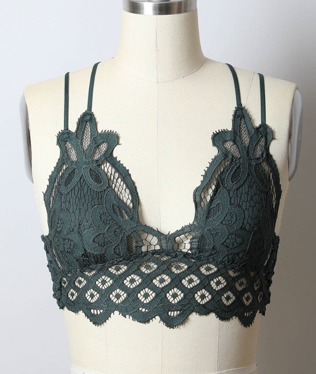 Femme Longline Lace Bralette- Emerald