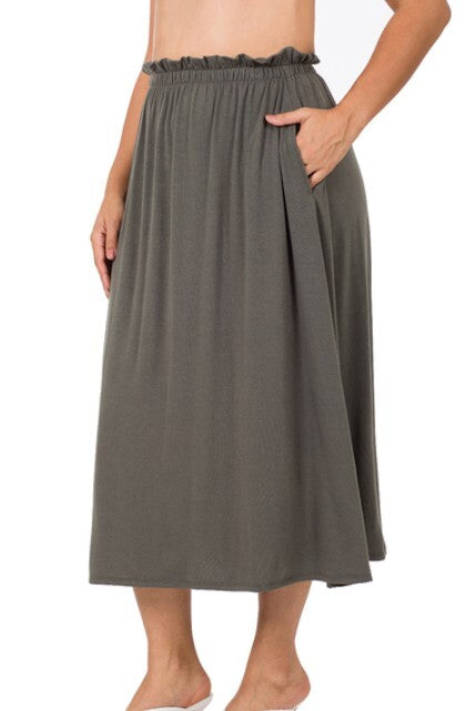 Lori Paperbag Midi Skirt- Ash Grey