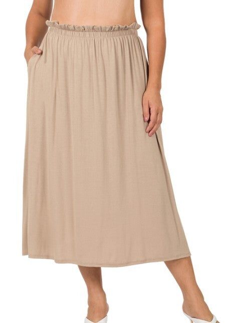 Lori Paperbag Midi Skirt- Ash Mocha