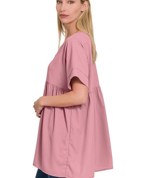Maternity Empire Waist Top- Rose