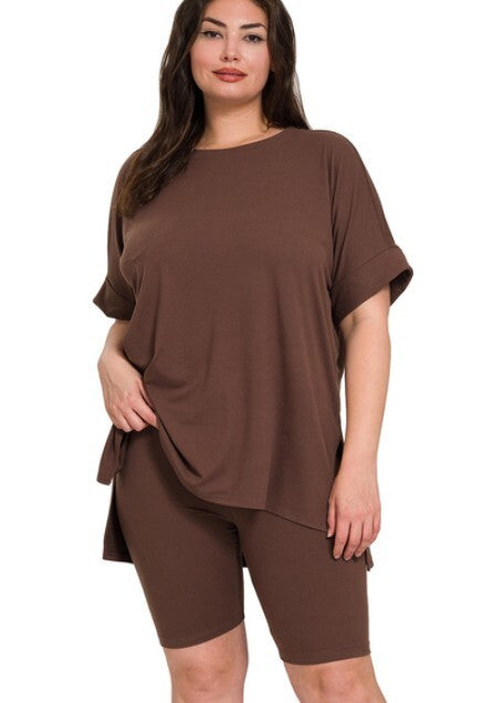 Parker Biker Short Set- Brown