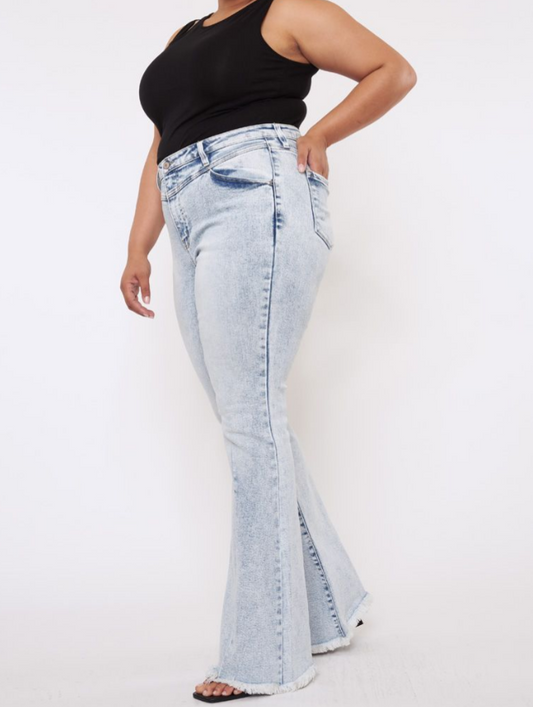 KanCan Anna High Rise Acid Wash Flare - Plus