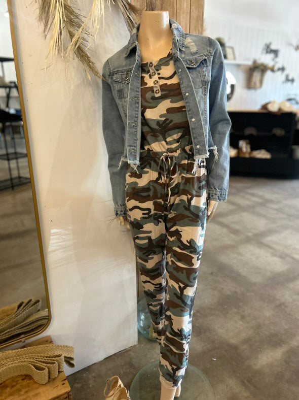 Nicole French Terry Jumpsuit - Camo