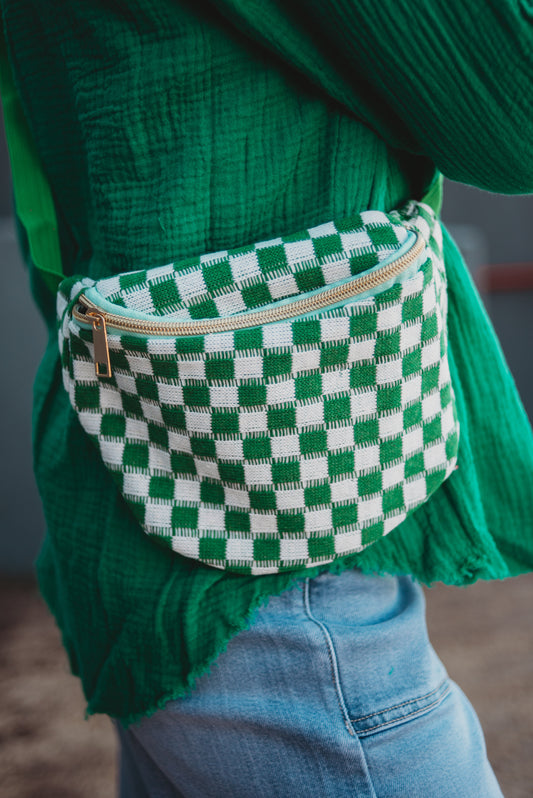 Woven Checkered Crossbody