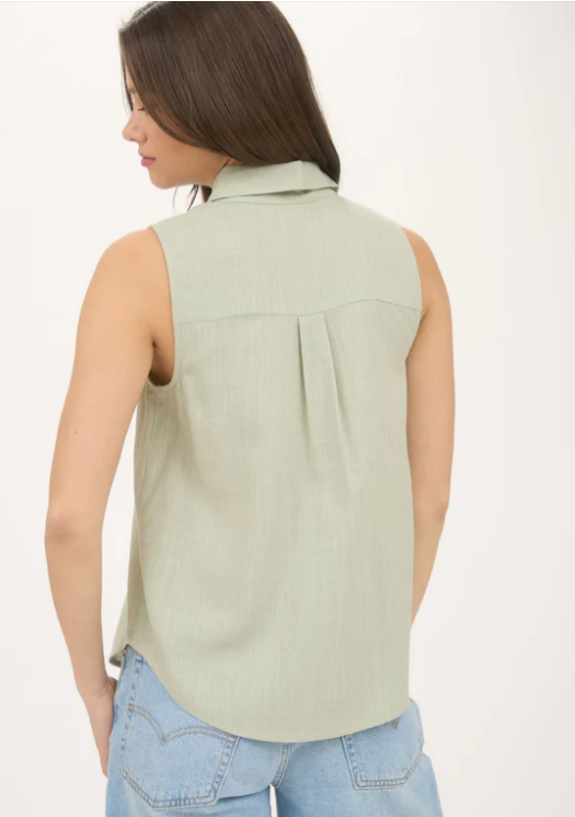 Kassandra Collared Button Down Sleeveless Top
