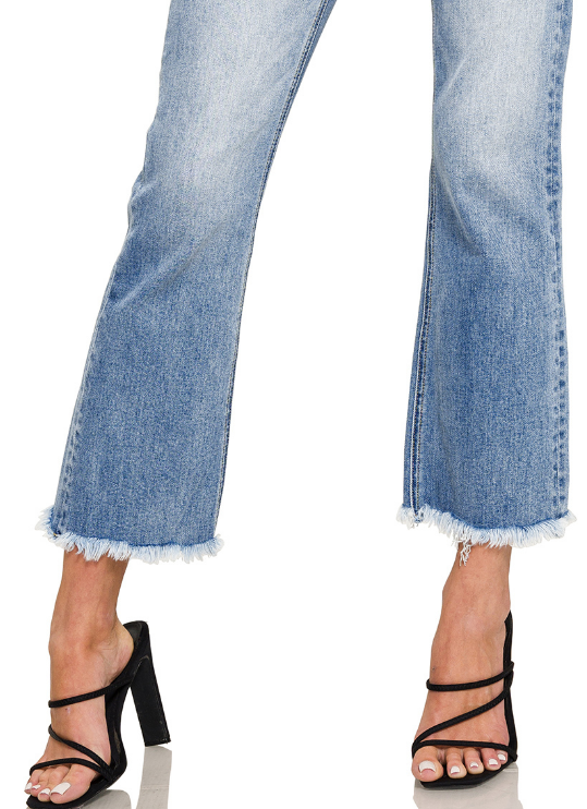 Quinn High Rise Raw Hem Cropped Jeans