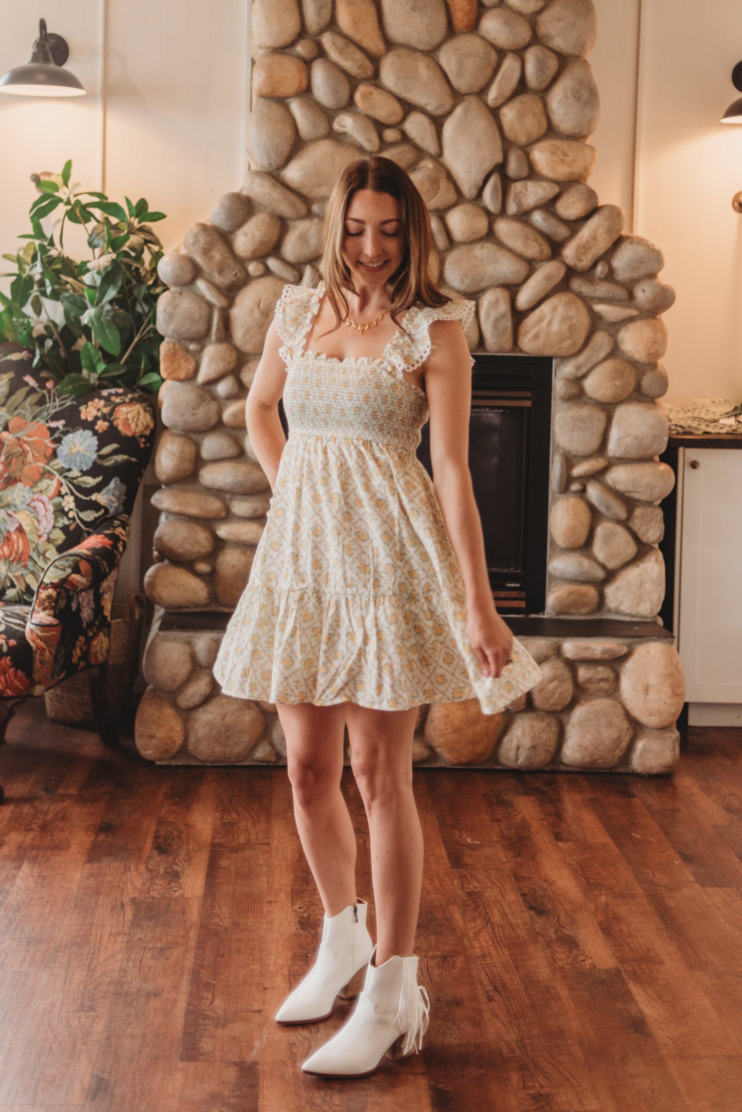 Ember Floral Trellis Mini Dress