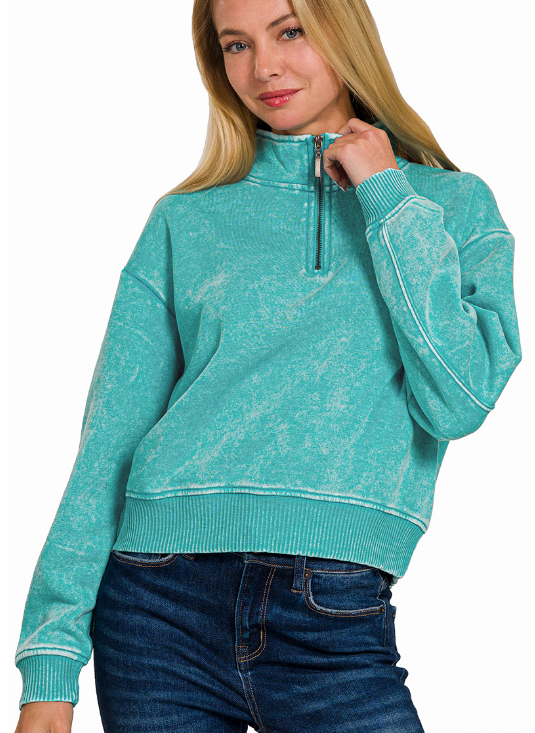 Abi Quarter Zip - Teal