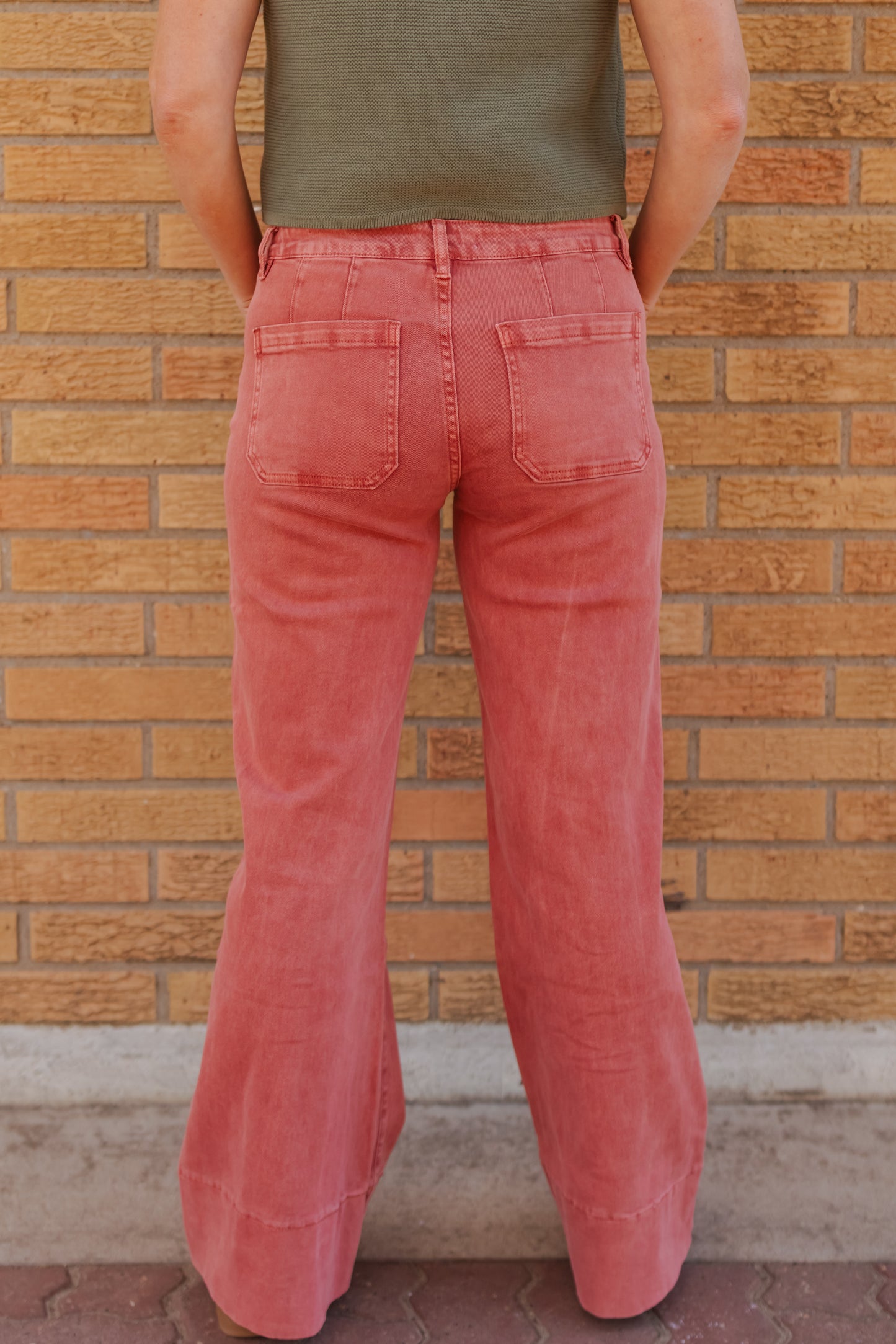 Nadia Mid Rise Wide Leg Denim - Cabernet