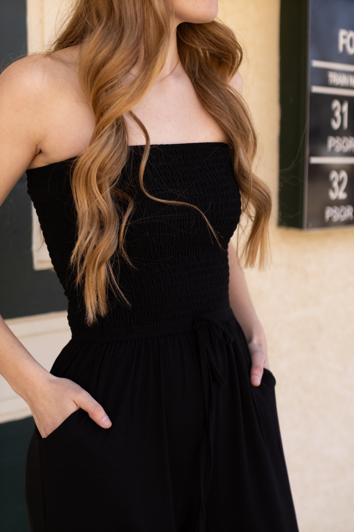 Jody Smocked Strapless Jumpsuit