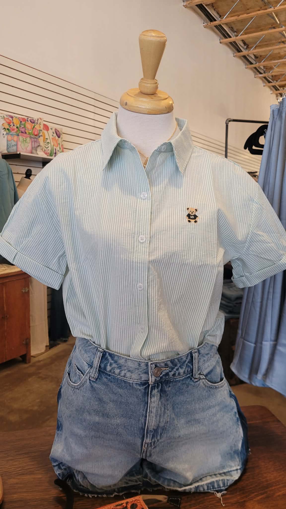 Jennifer Stripe Collared Button Down Lightweight Shirt