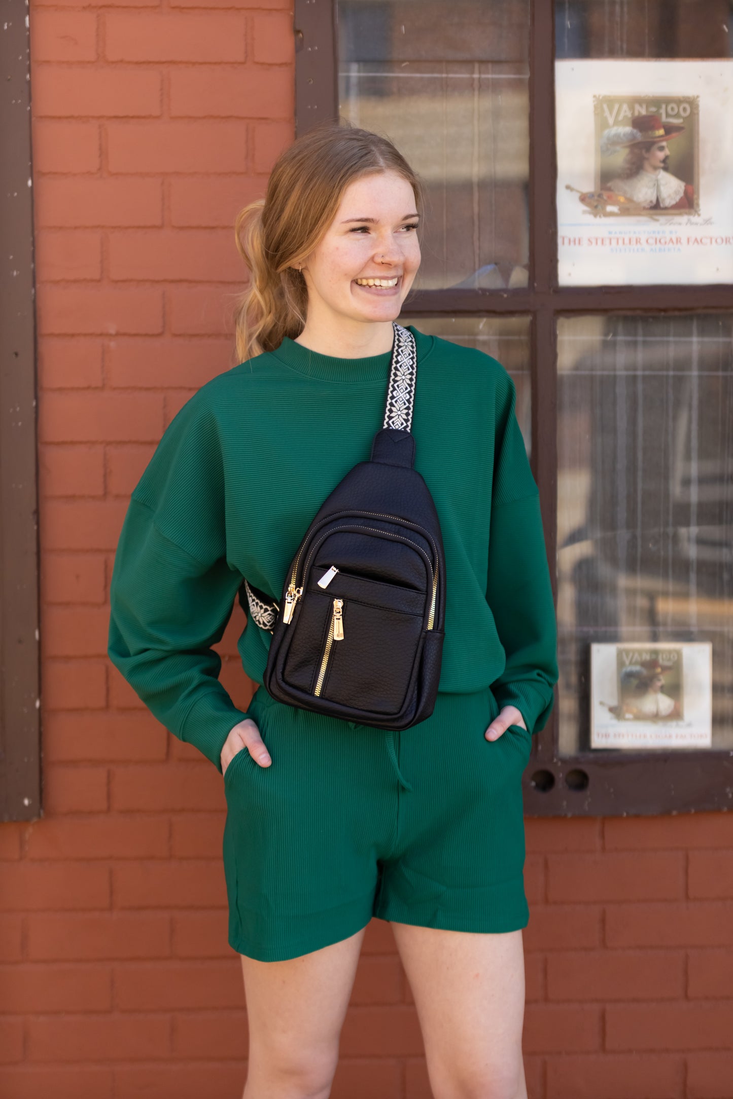 Donna Ribbed Pullover & Shorts Set - Green