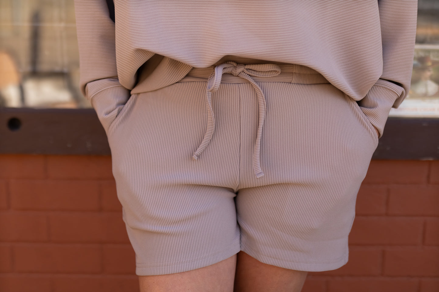 Donna Ribbed Pullover & Shorts Set - Cocoa