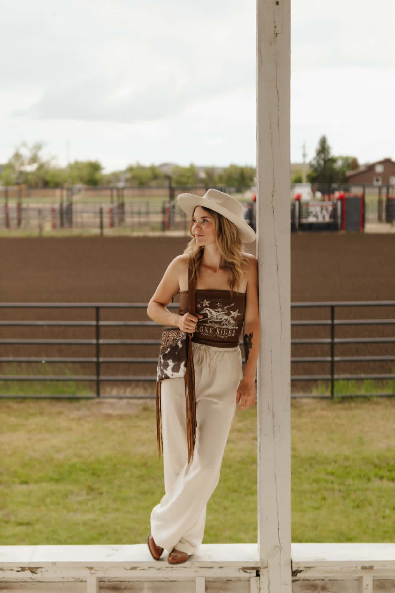 Lana Lone Rider Western Graphic Brown