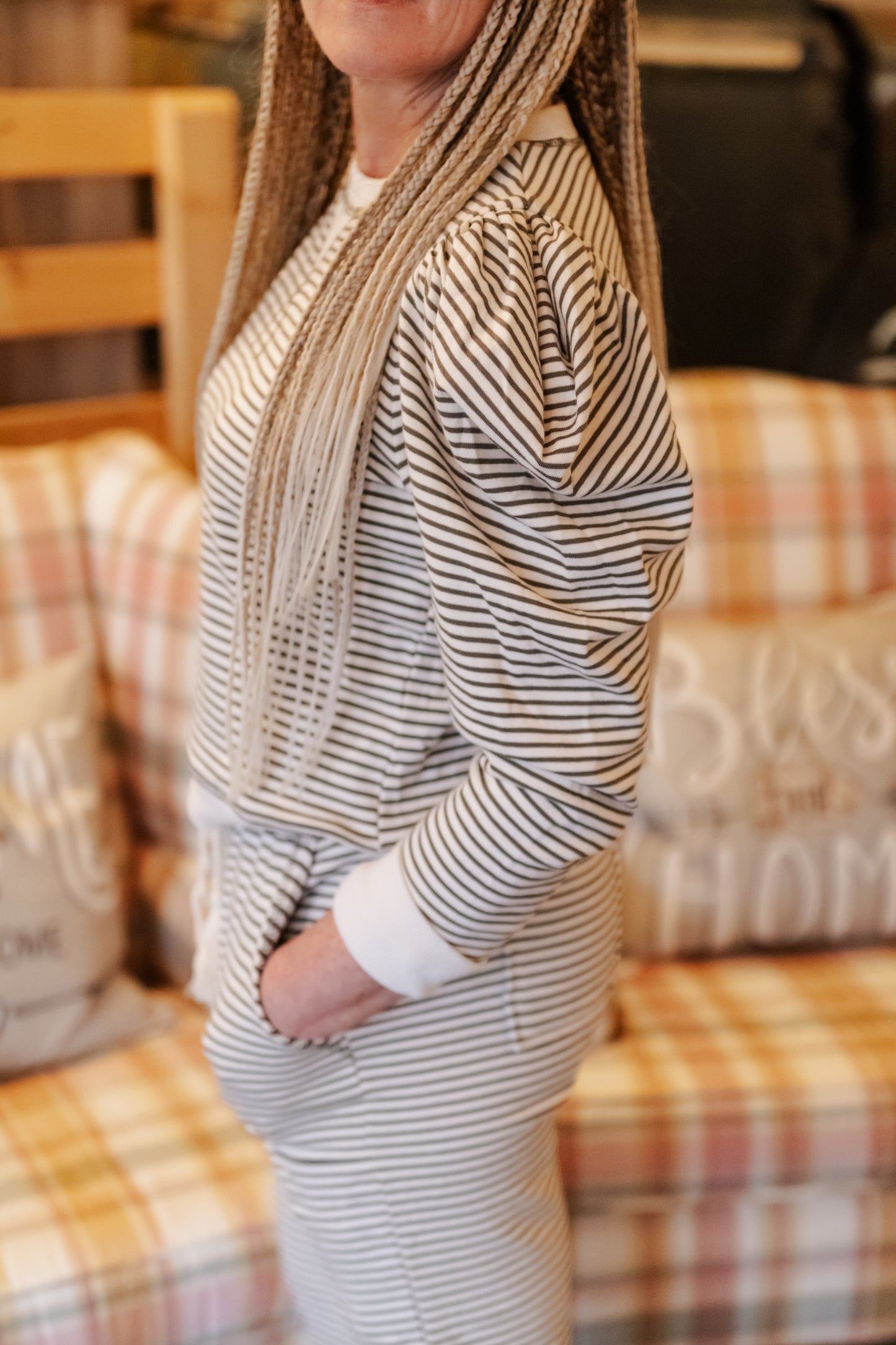 Jillian Striped Puff Sleeve Contrast Set