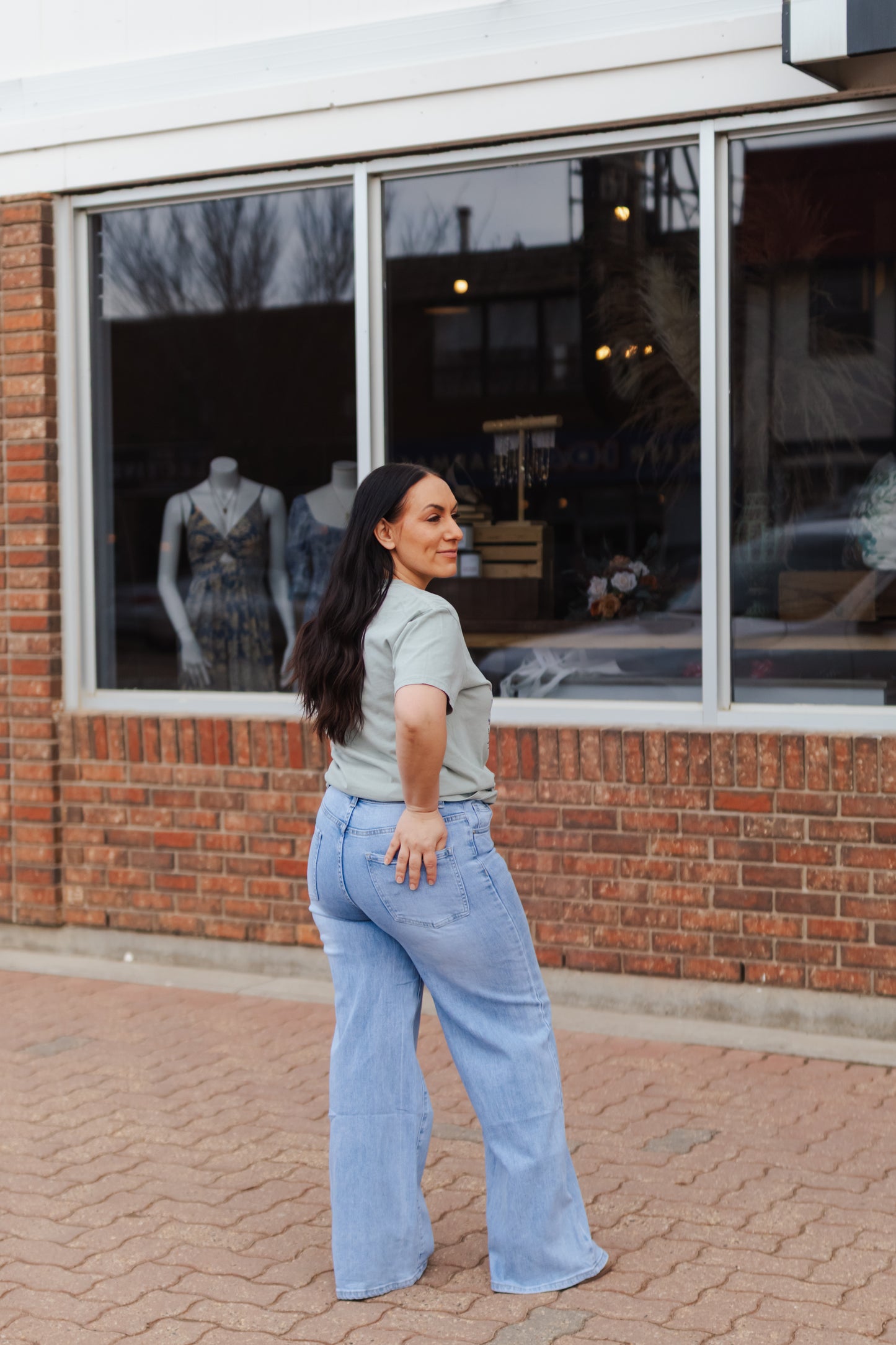 Della Faded Blue Wide Leg Jean