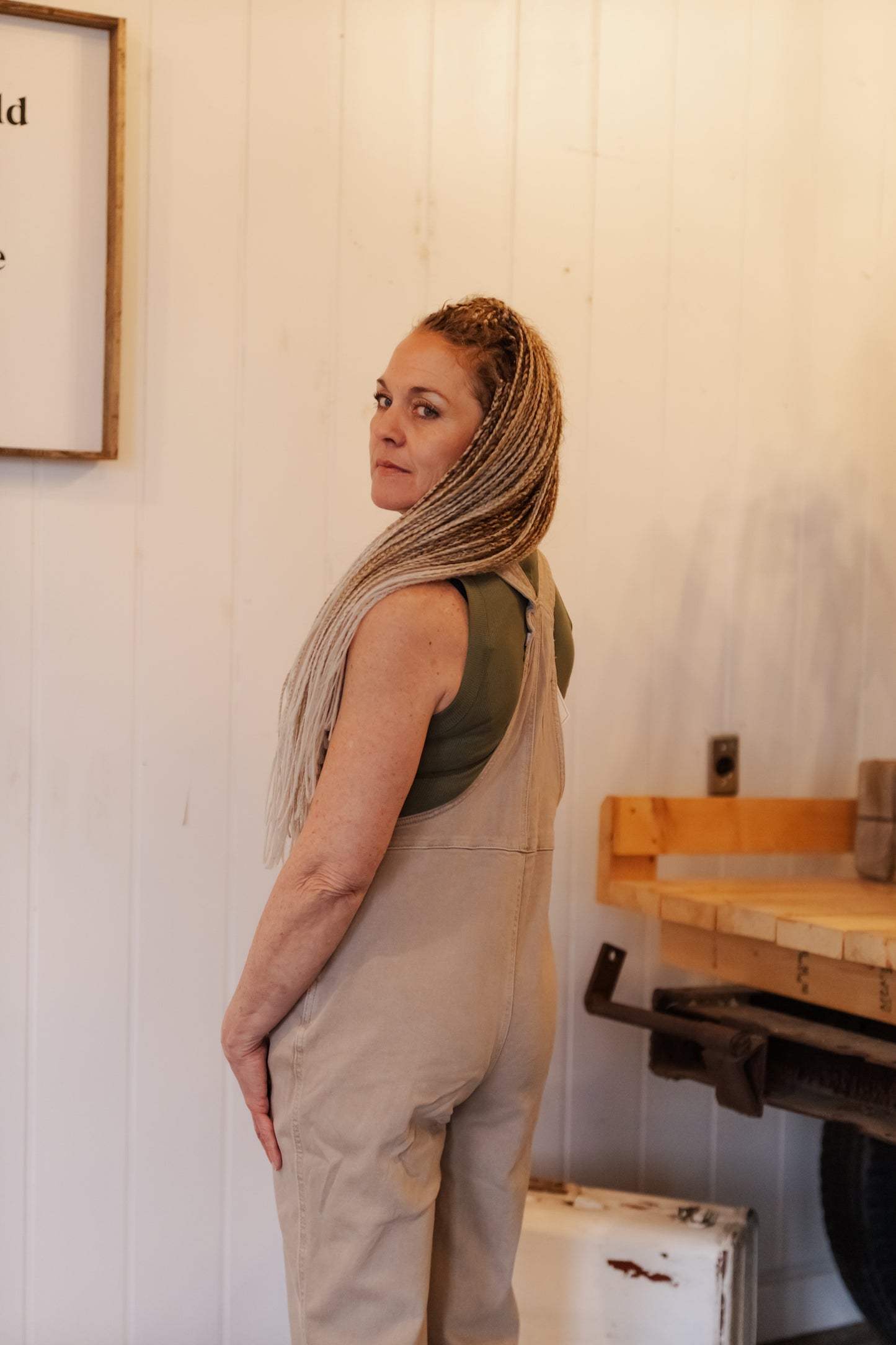 Trista Knot Strap Washed Overalls - Ash Mocha