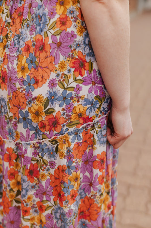 Harper Floral Twist Front Tiered Maxi Dress