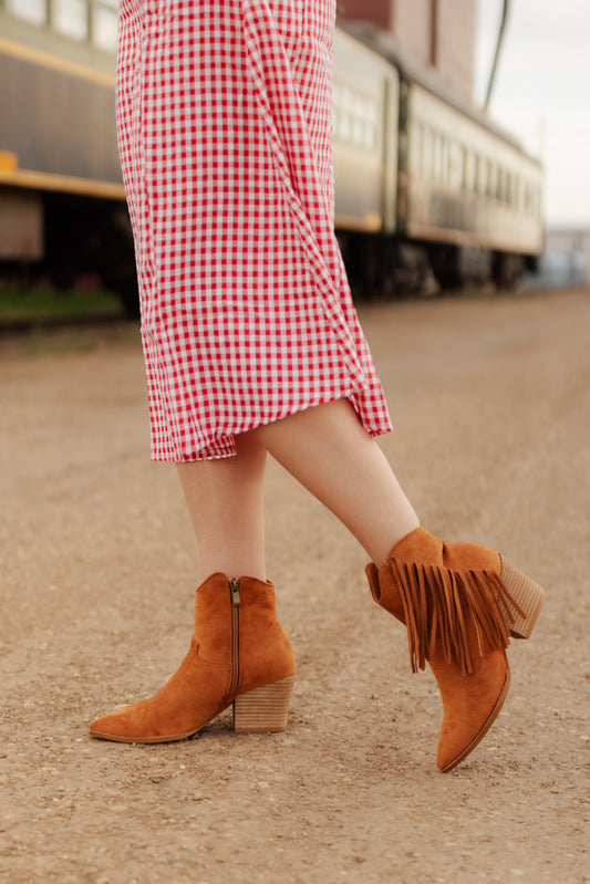 LEO Fringe Ankle Boot - Camel