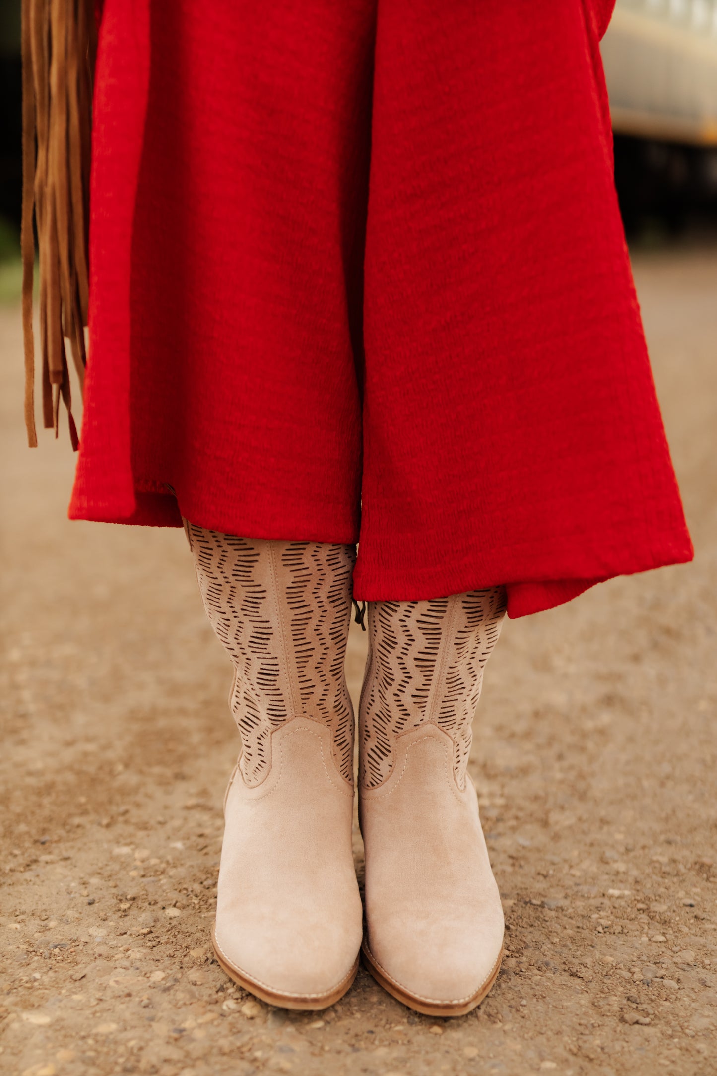 Dallas Laser-Cut Western Boot - Taupe