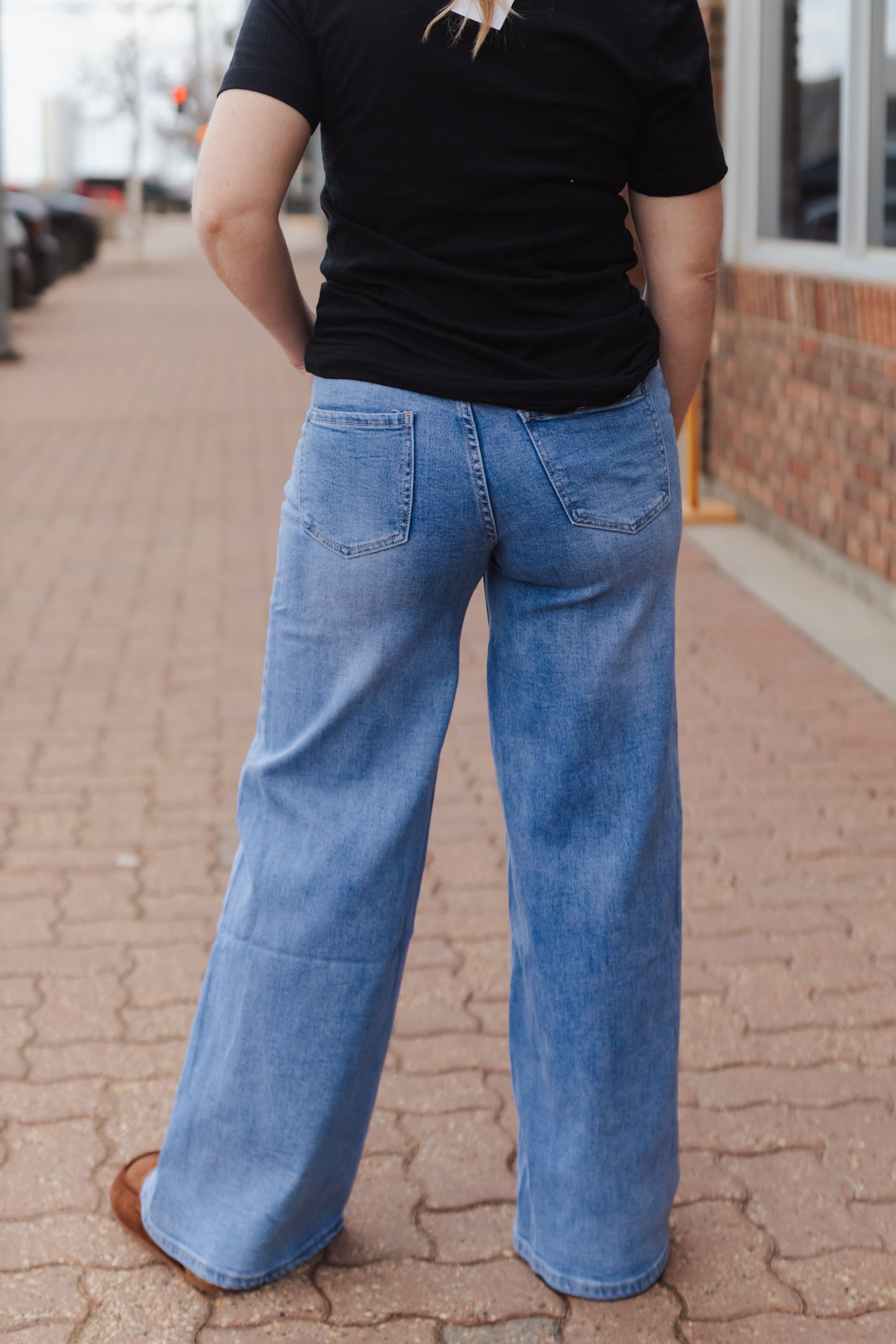Della Faded Blue Wide Leg Jean