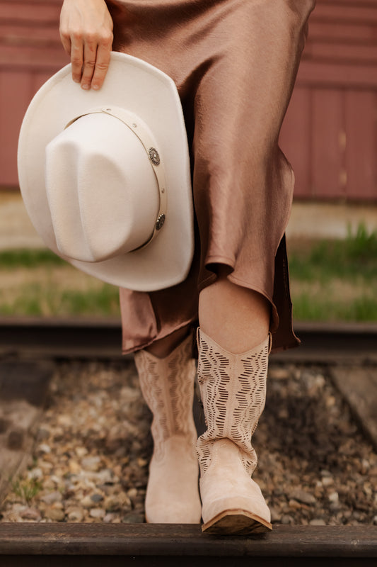 Dallas Laser-Cut Western Boot - Taupe